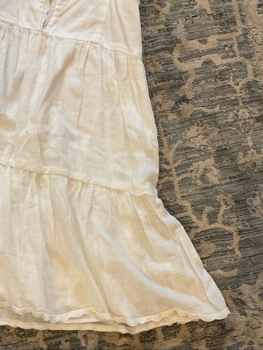 Aeropostale White Tiered Spaghetti-Strap Babydoll Mini Dress lace small cotton